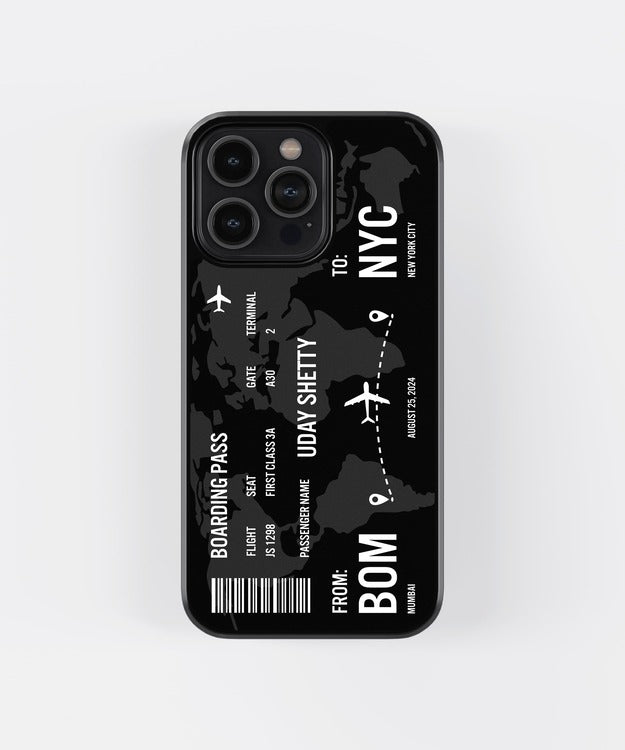 Custom World Map Boarding Pass Glass case