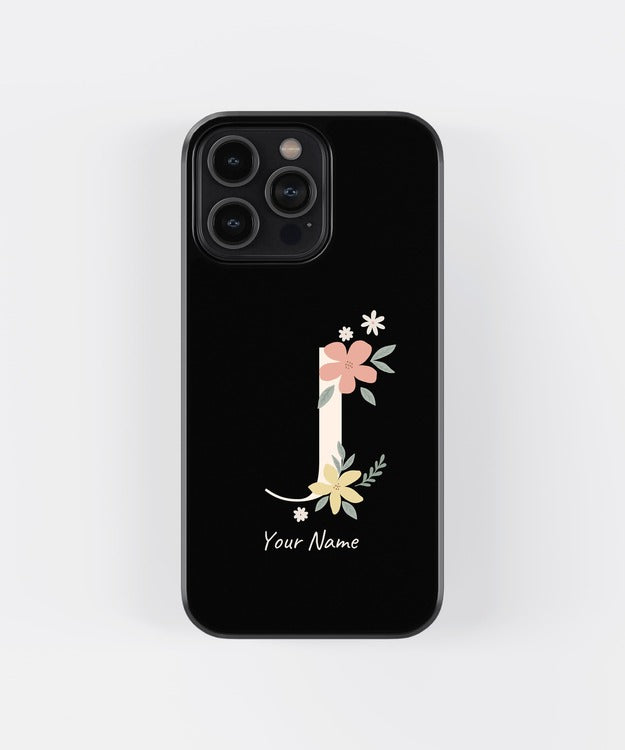 Custom Name Floral Aesthetics Glass Case