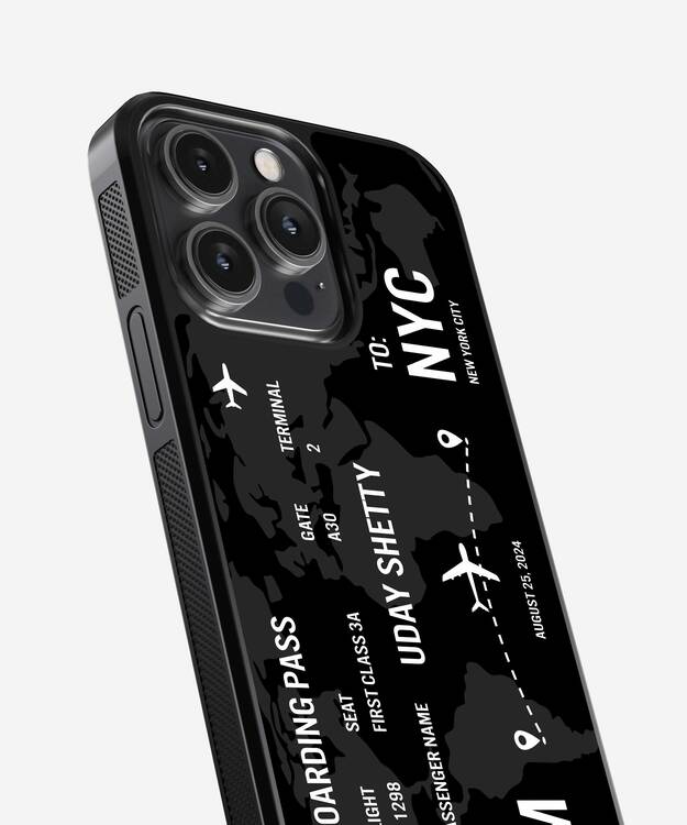 Custom World Map Boarding Pass Glass case
