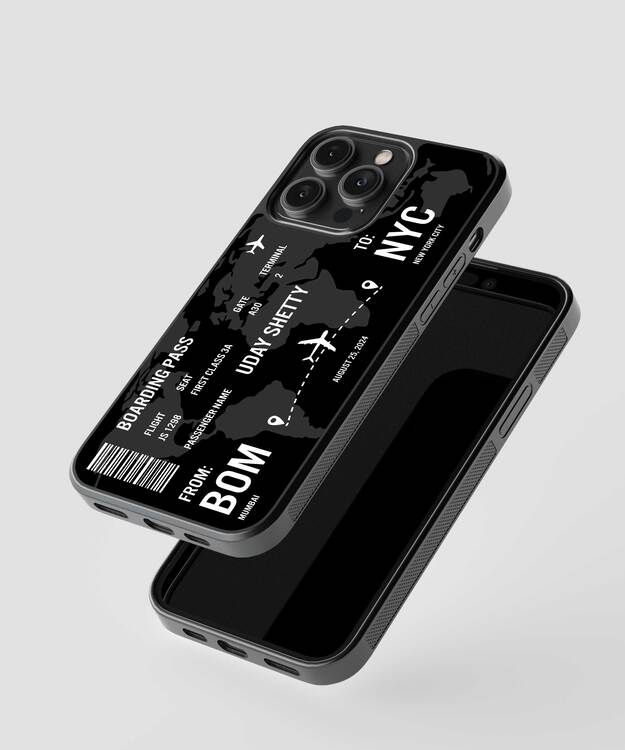 Custom World Map Boarding Pass Glass case