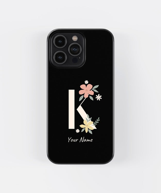 Custom Name Floral Aesthetics Glass Case