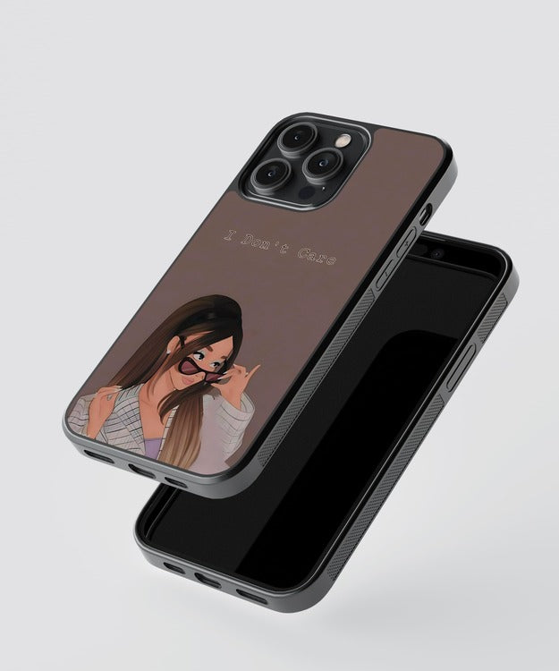 I Don't Care Girl Glass Case