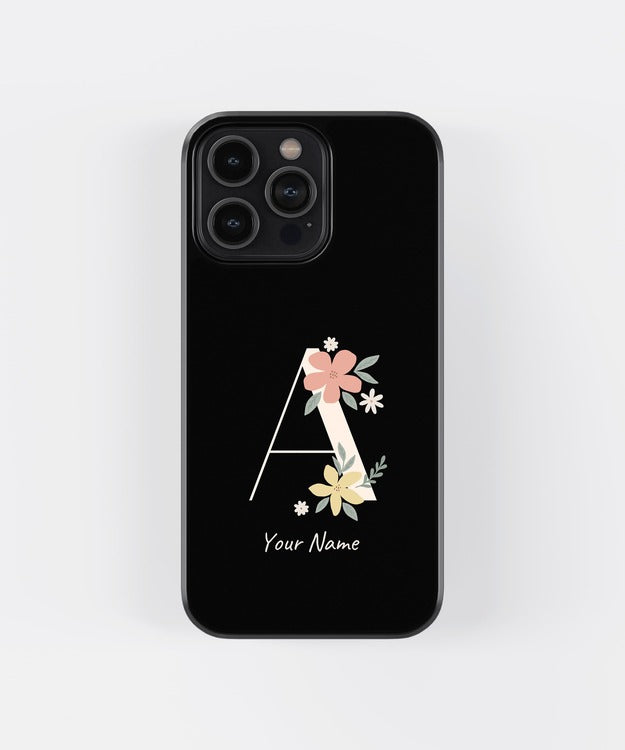 Custom Name Floral Aesthetics Glass Case