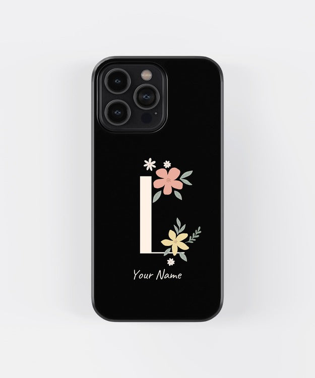 Custom Name Floral Aesthetics Glass Case