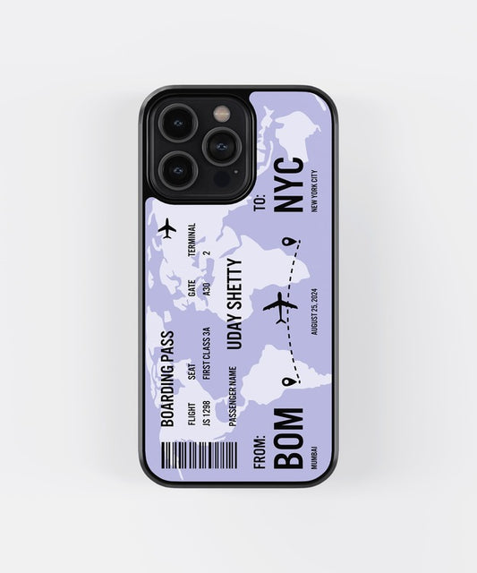 Custom World Map Boarding Pass Glass case
