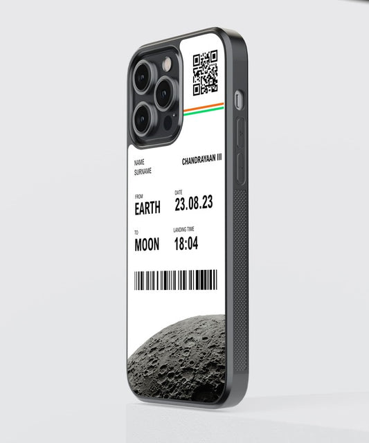 Custom Chandrayaan Boarding Pass Glass Case