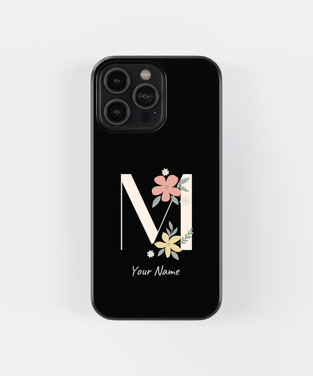 Custom Name Floral Aesthetics Glass Case