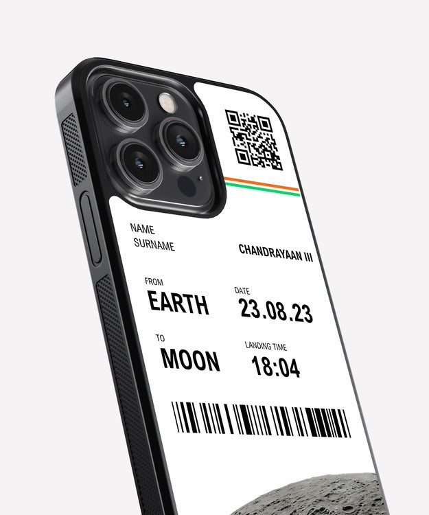 Custom Chandrayaan Boarding Pass Glass Case
