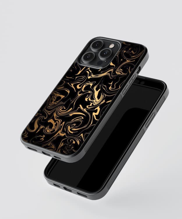 Black Golden Marble Glass Case
