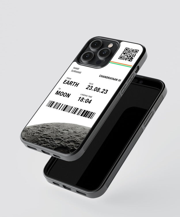 Custom Chandrayaan Boarding Pass Glass Case