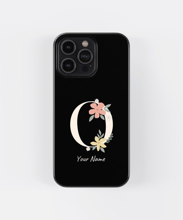 Custom Name Floral Aesthetics Glass Case