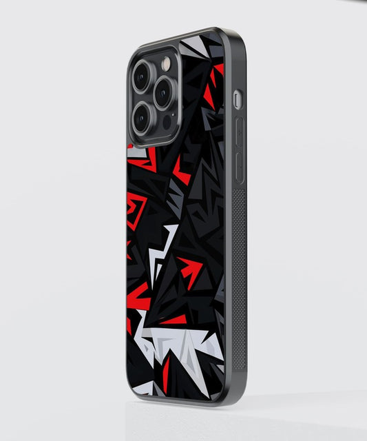 Abstract Black Red Glass Case