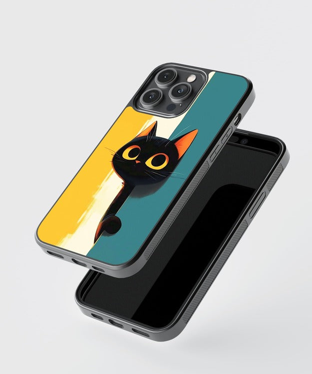 Black Cat Sneaking Glass Case