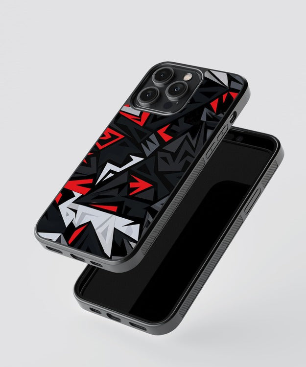 Abstract Black Red Glass Case