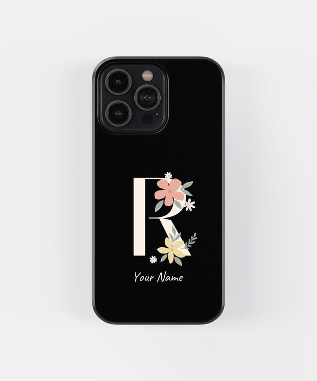Custom Name Floral Aesthetics Glass Case