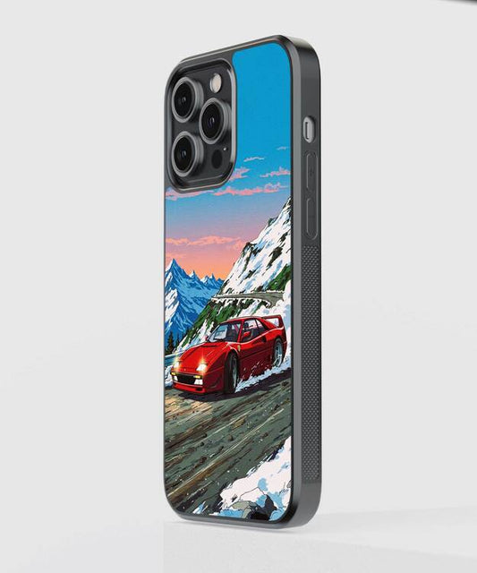 Red Ferrari Drift Art Glass Case