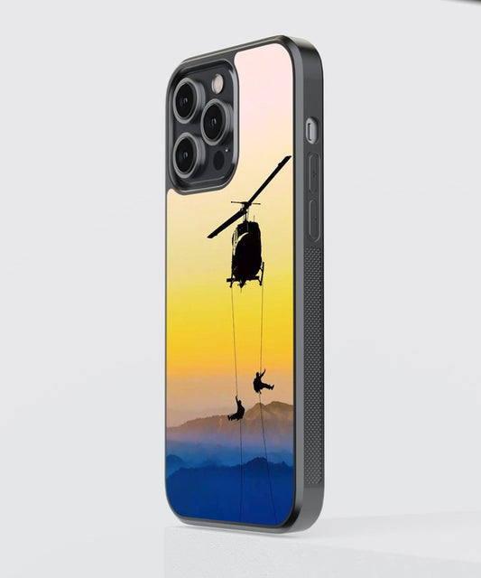 Helicopter Aesthetic Sky Glass Case
