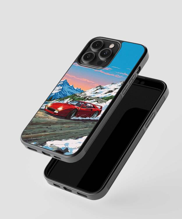 Red Ferrari Drift Art Glass Case