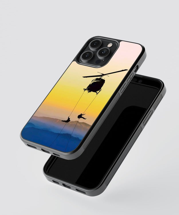Helicopter Aesthetic Sky Glass Case