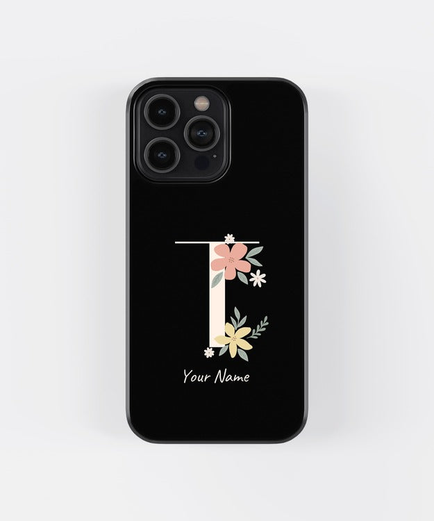 Custom Name Floral Aesthetics Glass Case