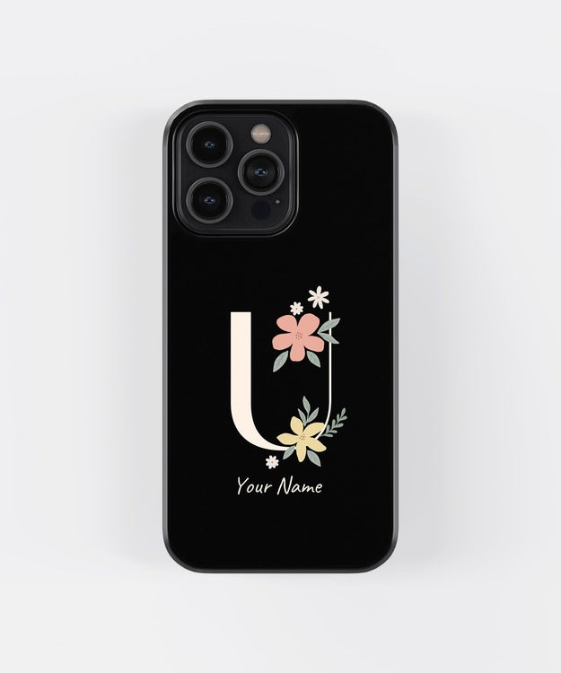 Custom Name Floral Aesthetics Glass Case