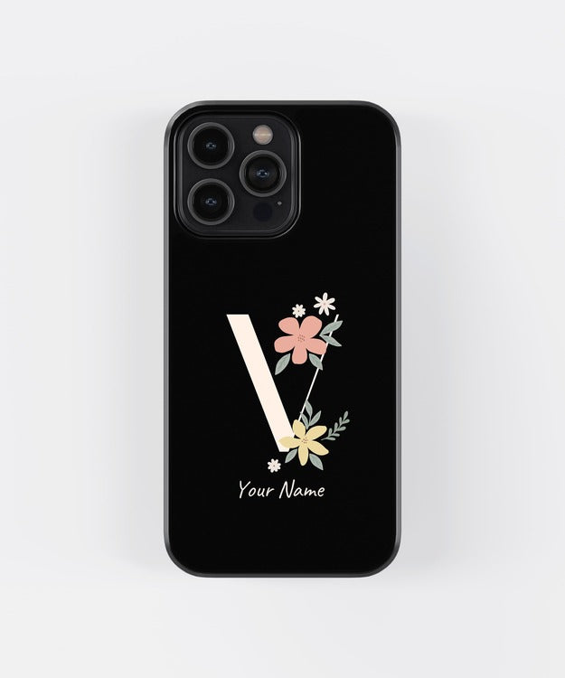 Custom Name Floral Aesthetics Glass Case