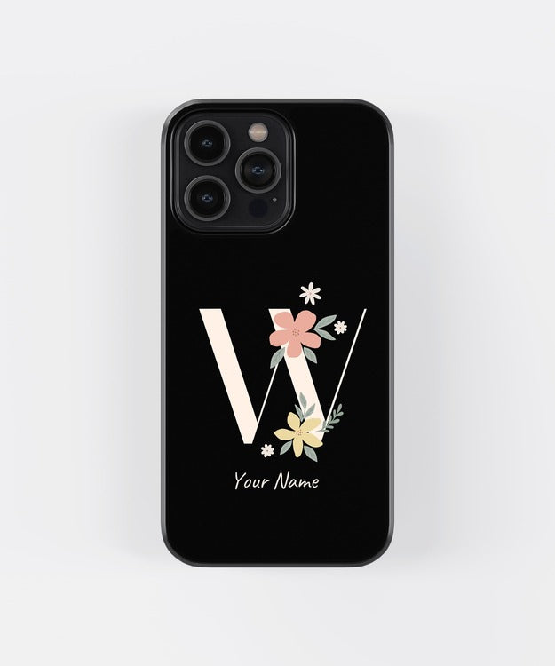 Custom Name Floral Aesthetics Glass Case