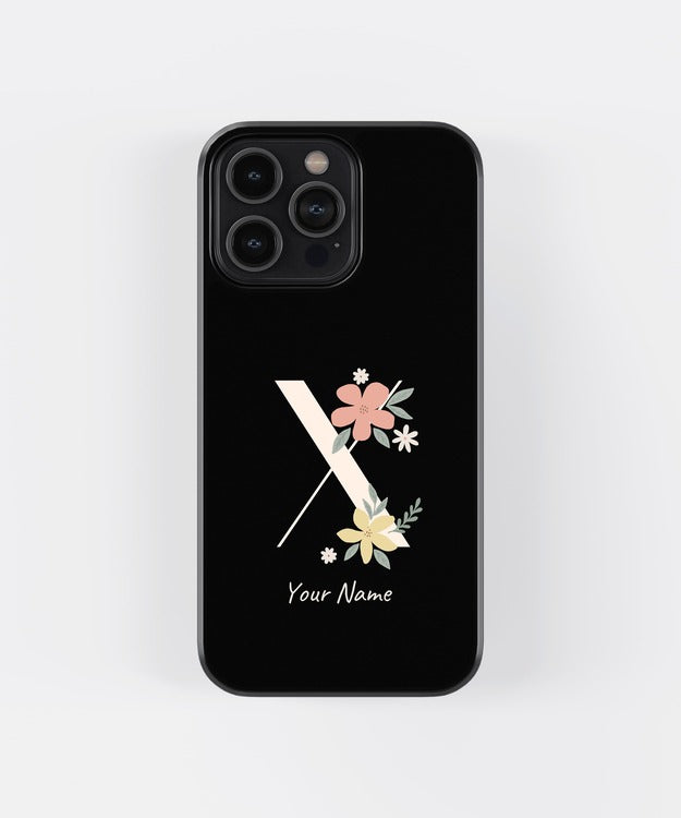 Custom Name Floral Aesthetics Glass Case