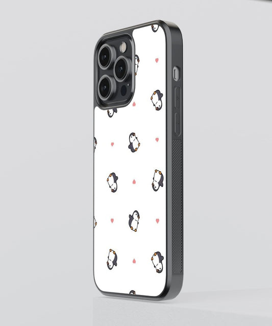 Penguin Hearts Glass Case