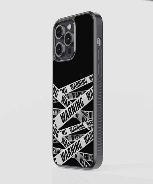 White Warning Stripes Glass Case