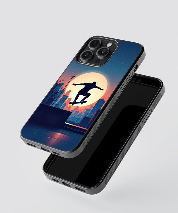 Skateboard Moon Glass Case