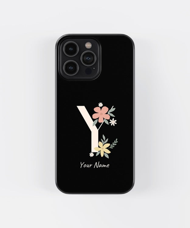 Custom Name Floral Aesthetics Glass Case