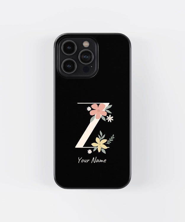 Custom Name Floral Aesthetics Glass Case