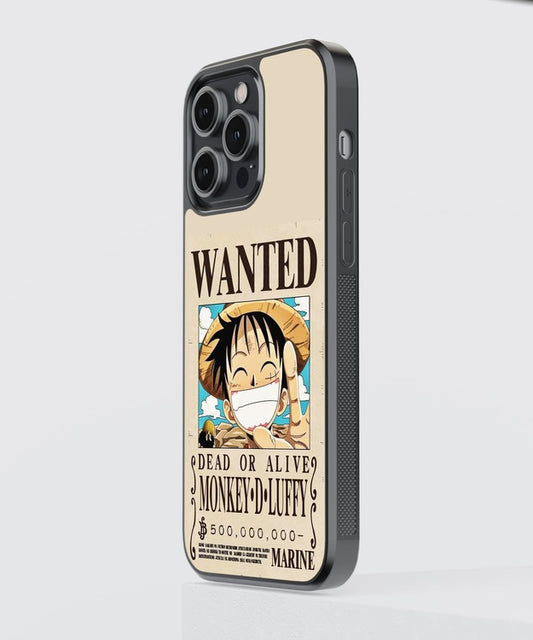 Wanted Smiling Luffy Glass Case