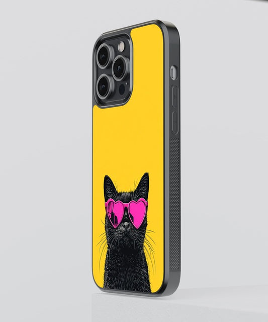 Cat With Pink Shades Glass Case
