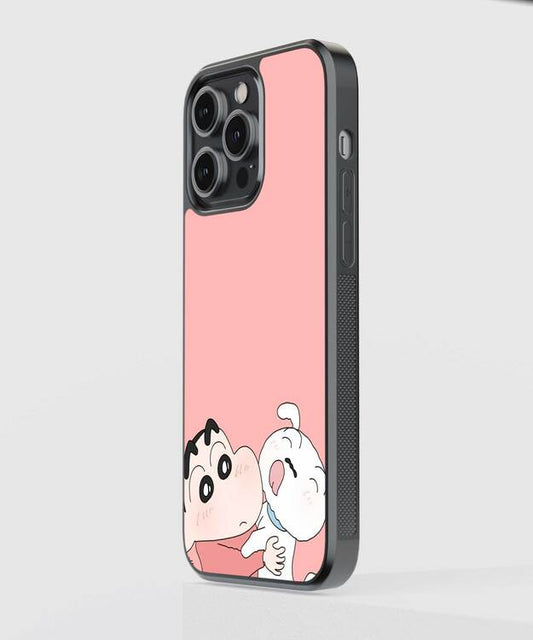 Shinchan And Shiro Glass Case