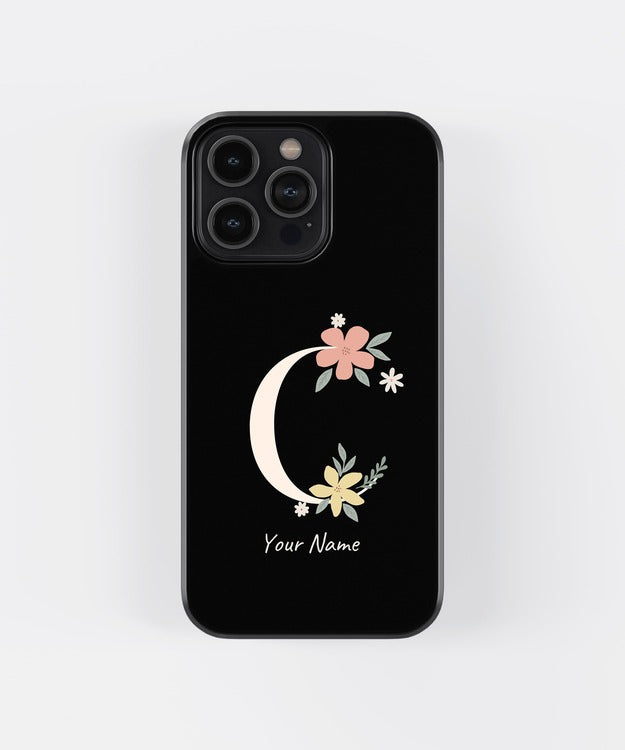 Custom Name Floral Aesthetics Glass Case