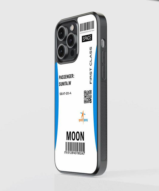 Custom Moon Boarding Pass Glass Case