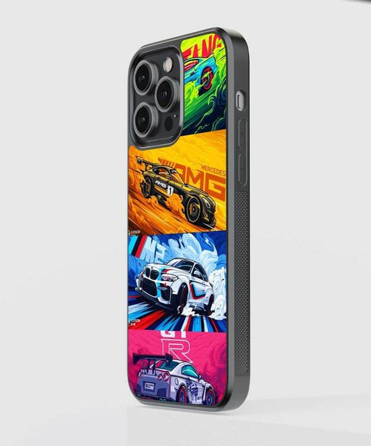 Sports Car Art Poster Glass Case