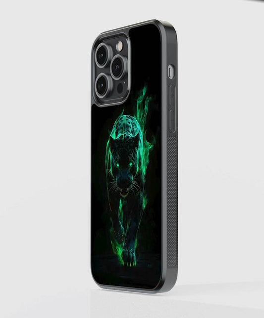 Panther Neon Green Glass Case