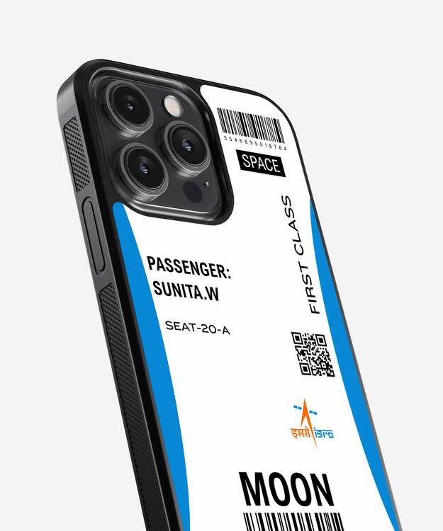 Custom Moon Boarding Pass Glass Case