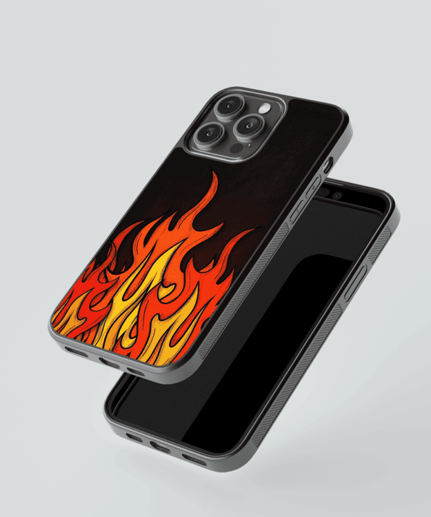 Yellow Flames Glass Case