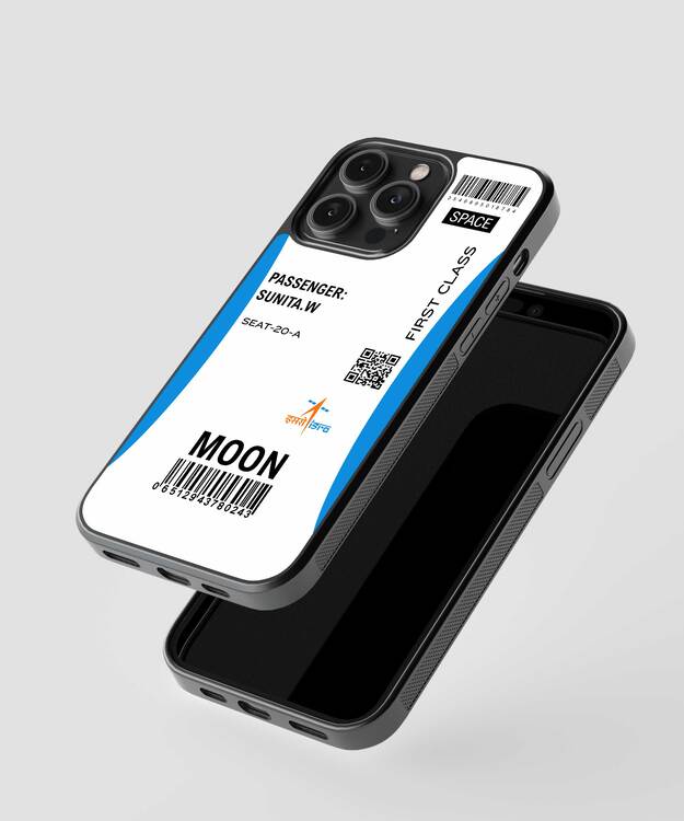 Custom Moon Boarding Pass Glass Case
