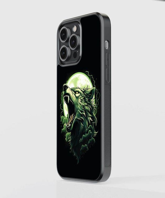 Wolf Crying Moon Glass Case