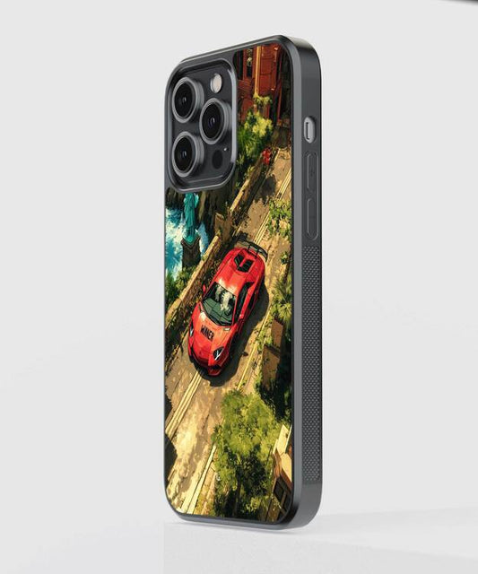 Red Car Racer Glass Case
