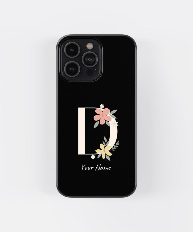 Custom Name Floral Aesthetics Glass Case