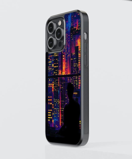 Alone Man Nightlife Lights Glass Case