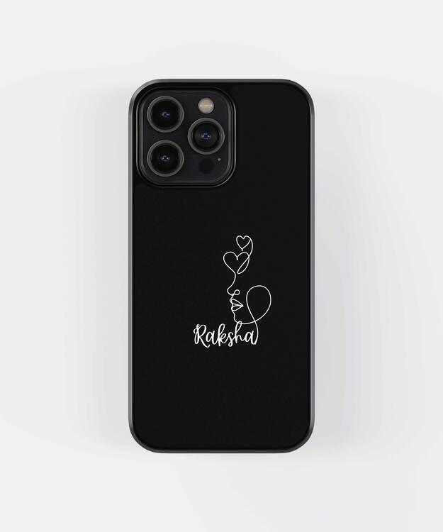Side Face Illustration Custom Name Glass Case