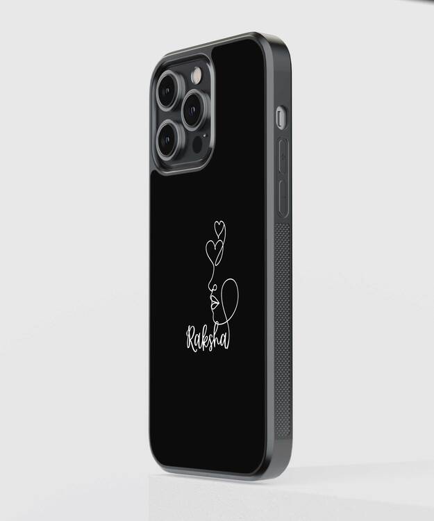Side Face Illustration Custom Name Glass Case