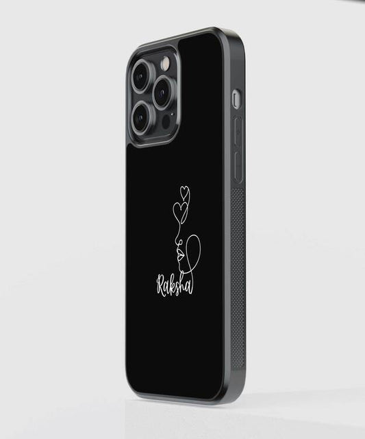 Side Face Illustration Custom Name Glass Case